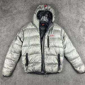 Mammut SuperDown Puffer Jacket Men’s Large Gray Hooded Insulated Hiking Coat